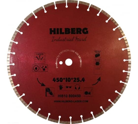 Диск алмазный отрезной Hilberg Industrial Hard сегментный (железобетон) 450мм/25,4 (HI810)