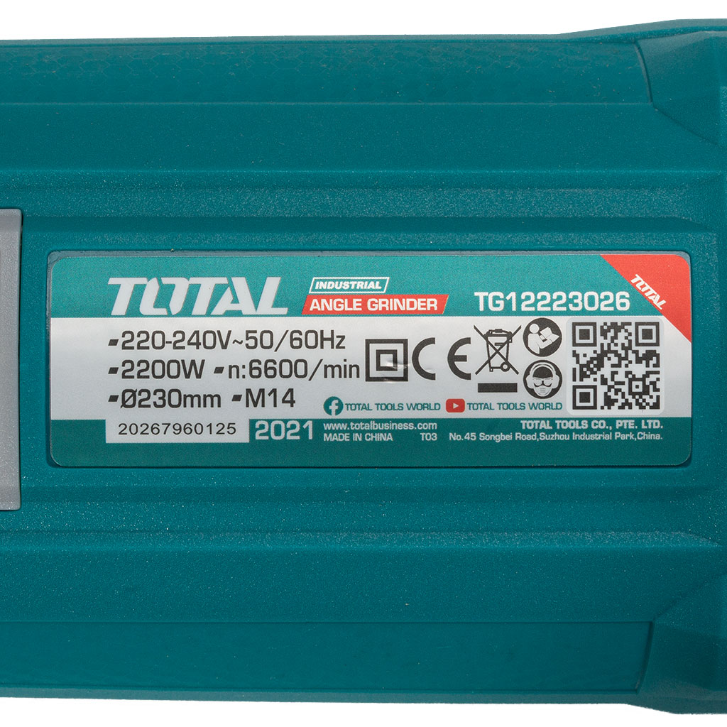 Угловая шлифовальная машина/болгарка TOTAL 2200вт 230мм TG12223026 — фото 3