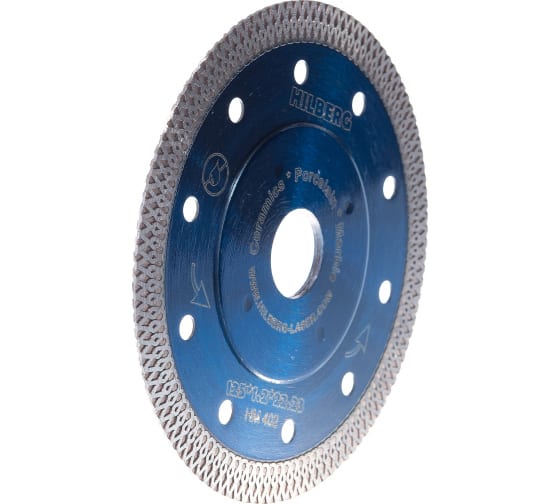 Диск алмазный Hilberg отрезной Турбо Ультратонкий Х-тип (керамика, керамогранит) 125мм/22,23мм (HM402) — фото 4