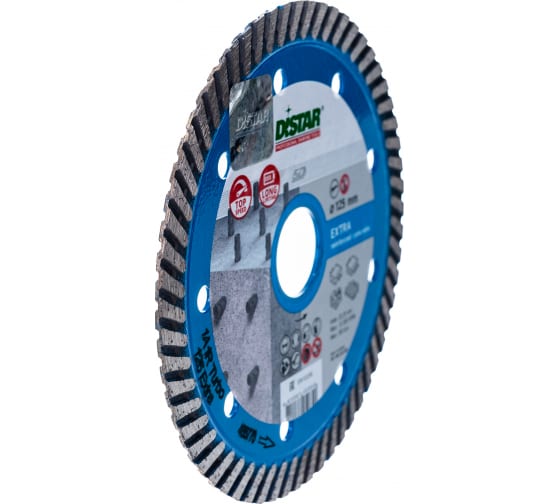 Диск алмазный сплошной DiStar турбо Extra (армированный бетон) 125мм/22,2 для УШМ (10115028010) — фото 4